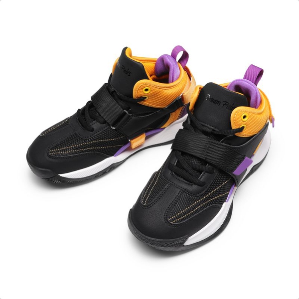 Kids Non-Slip Basketball Shoes  - BLACK-GOLD-PURPLE - 5